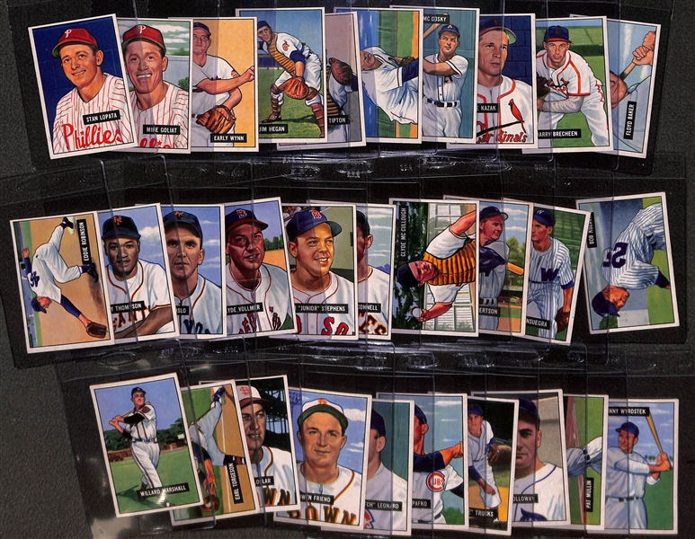 High-Quality 1951 Bowman Near Complete Set (Missing 5 Cards) w. 34 Graded Cards! (Includes 319 of 324 Cards!)