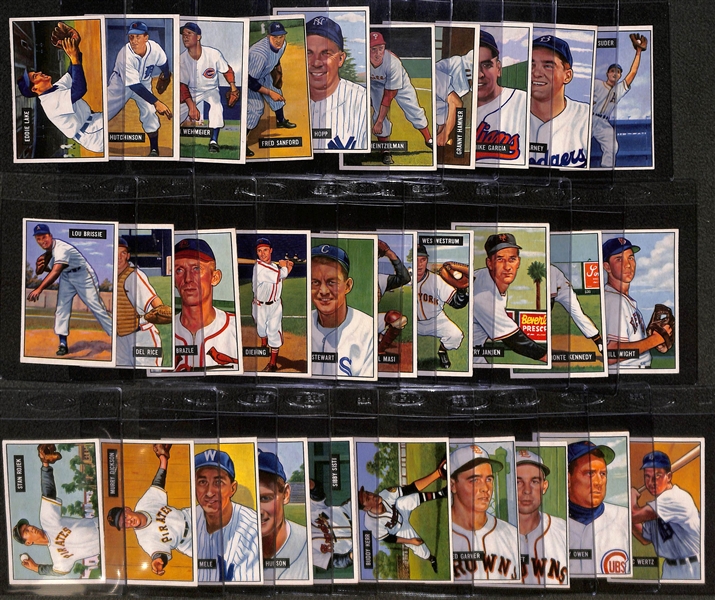 High-Quality 1951 Bowman Near Complete Set (Missing 5 Cards) w. 34 Graded Cards! (Includes 319 of 324 Cards!)