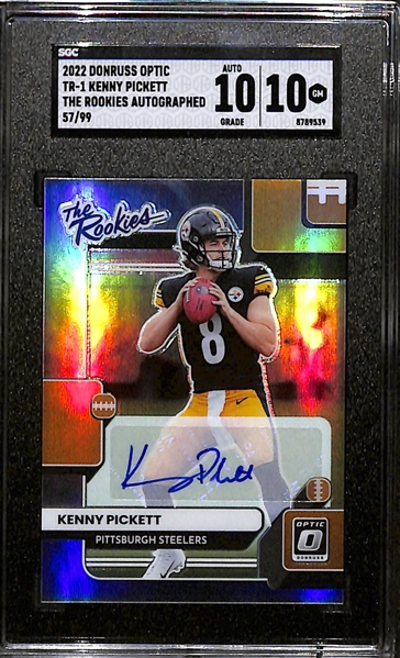 2022 Donruss Optic Kenny Pickett The Rookies Rookie Autograph #ed/99 Graded SGC 10 Gem Mint (w. 10 Autograph Grade)