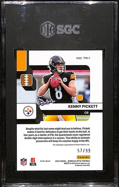 2022 Donruss Optic Kenny Pickett The Rookies Rookie Autograph #ed/99 Graded SGC 10 Gem Mint (w. 10 Autograph Grade)