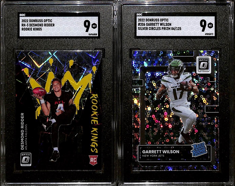 2022 Donruss Optic SGC 9 Rookie Lot - Garrett Wilson Silver Circles (#ed/125) & Desmond Ridder Rookie Kings Insert