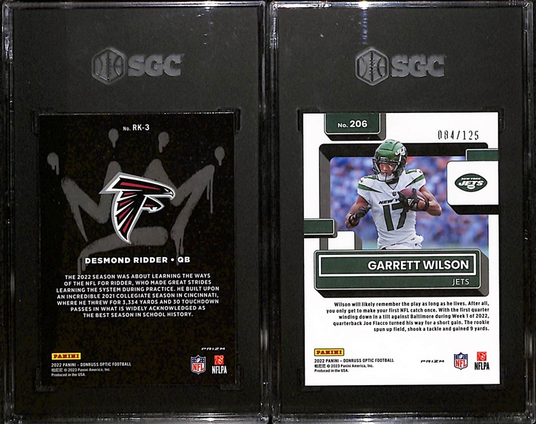 2022 Donruss Optic SGC 9 Rookie Lot - Garrett Wilson Silver Circles (#ed/125) & Desmond Ridder Rookie Kings Insert