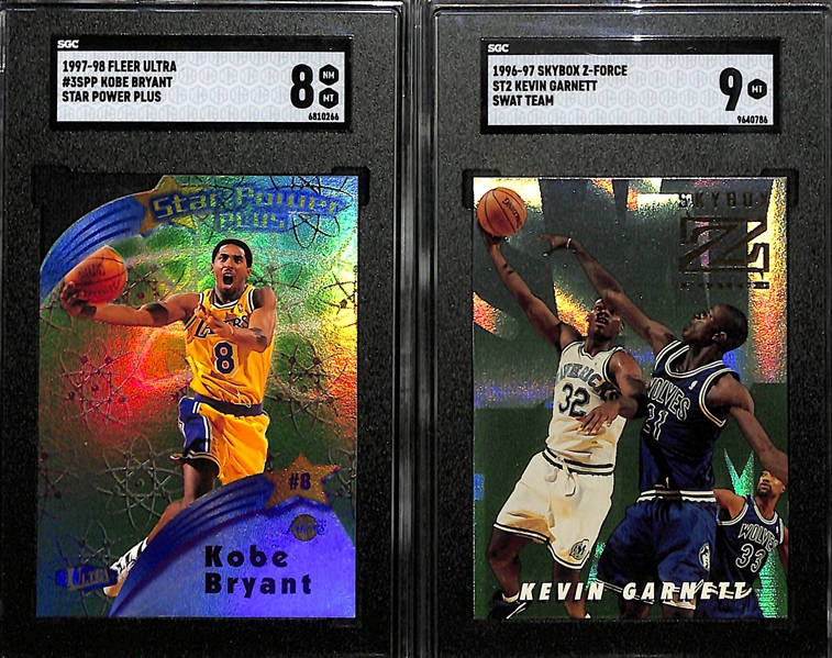 Lot of (4) 1996-98 Graded Basketball Insert Cards w. 1997-98 Fleer Ultra Kobe Bryant Star Power Plus SGC 8