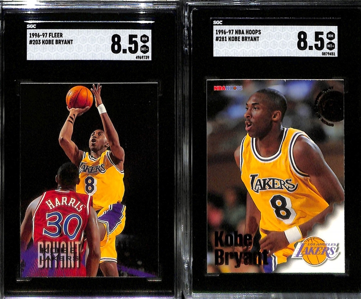 Lot of (4) 1996-98 Graded Basketball Insert Cards w. 1997-98 Fleer Ultra Kobe Bryant Star Power Plus SGC 8