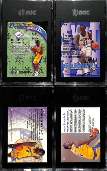 Lot of (4) 1996-98 Graded Basketball Insert Cards w. 1997-98 Fleer Ultra Kobe Bryant Star Power Plus SGC 8