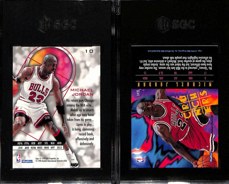 Lot of (5) 1995-96 Graded Michael Jordan Basketball Insert Cards w. Skybox Premium Michael Jordan Larger Than Life SGC 6