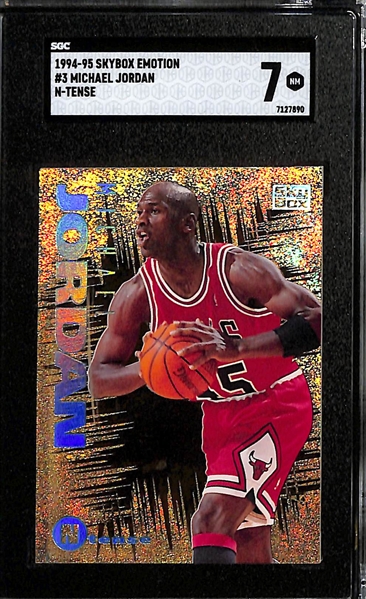 Lot of (5) 1994-1997 Graded Michael Jordan Insert Cards w. 1994-95 Skybox Emotion Michael Jordan N-Tense SGC 7