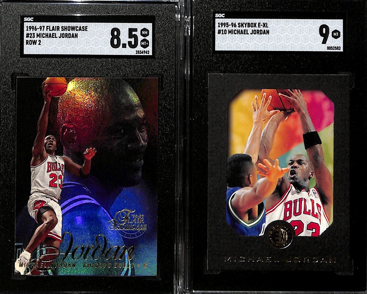 Lot of (5) 1994-1997 Graded Michael Jordan Insert Cards w. 1994-95 Skybox Emotion Michael Jordan N-Tense SGC 7