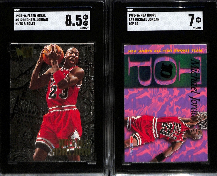 Lot of (5) 1994-1997 Graded Michael Jordan Insert Cards w. 1994-95 Skybox Emotion Michael Jordan N-Tense SGC 7