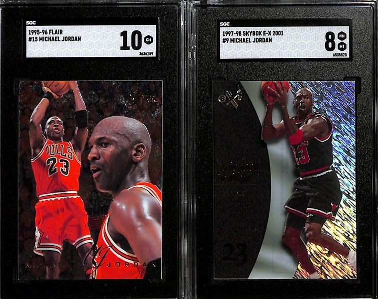 Lot of (6) 1995-1998 Graded Michael Jordan Insert Cards w. 1995-96 Flair Michael Jordan SGC 10