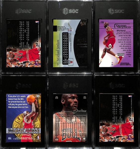 Lot of (6) 1995-1998 Graded Michael Jordan Insert Cards w. 1995-96 Flair Michael Jordan SGC 10