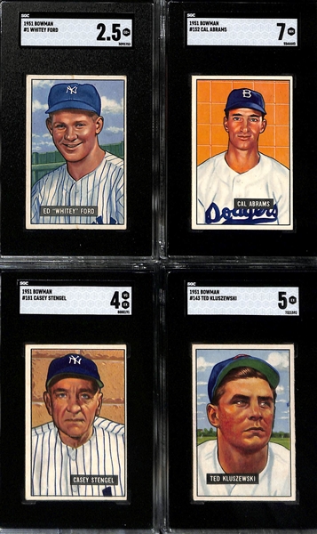 Nice 1951 Bowman Near Complete Set (Missing 22 Cards) w. 17 Graded Cards! (Includes 302 Cards!)