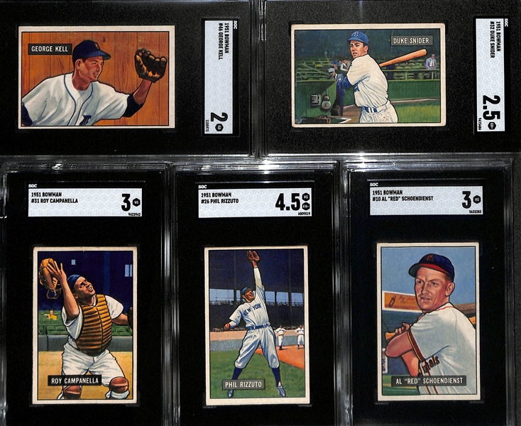 Nice 1951 Bowman Near Complete Set (Missing 22 Cards) w. 17 Graded Cards! (Includes 302 Cards!)