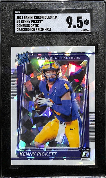 2022 Chronicles Draft Picks Kenny Pickett Donruss Optic Cracked Ice Rated Rookie Graded SGC 9.5 (#/11)