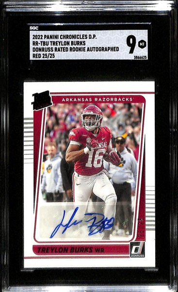 Lot of (3) 2022 Chronicles Draft Picks Wide Receiver SGC Graded Rookie Autographs Inc. Spectra Garrett Wilson In The Zone (#/29) (SGC 9.5) (10 Auto), Donruss Chris Olave Gold (#/10) (SGC 9.5) (10...