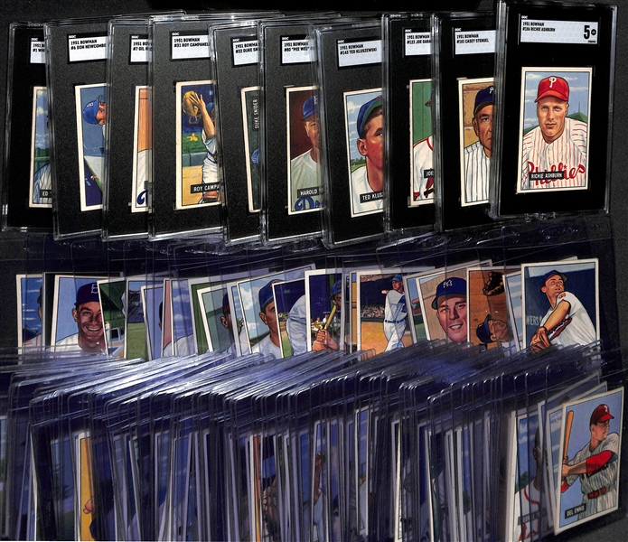 1951 Bowman Baseball Partial Set (240 0f 324 Cards in the Set) w.  10 SGC Graded Cards