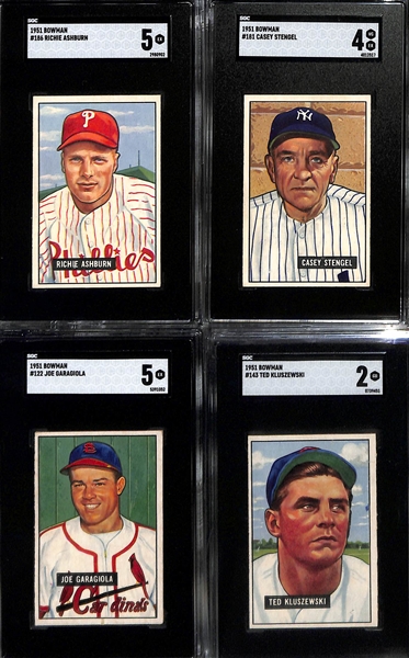 1951 Bowman Baseball Partial Set (240 0f 324 Cards in the Set) w.  10 SGC Graded Cards