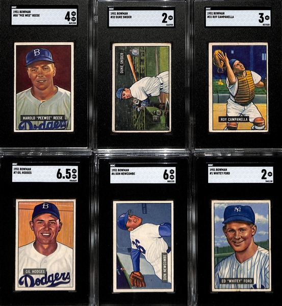 1951 Bowman Baseball Partial Set (240 0f 324 Cards in the Set) w.  10 SGC Graded Cards