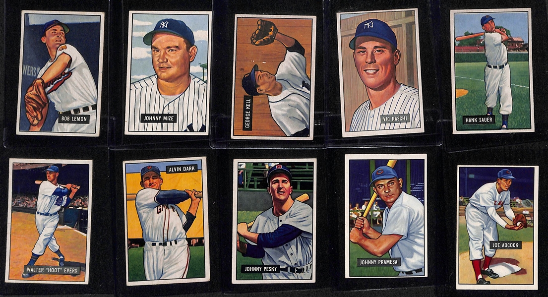 1951 Bowman Baseball Partial Set (240 0f 324 Cards in the Set) w.  10 SGC Graded Cards