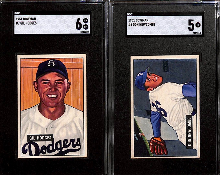 Lot of (125) 1951 Bowman Baseball Cards w. (8) SGC Graded Cards Inc. Gil Hodges SGC 6 & Campanella SGC 2.5