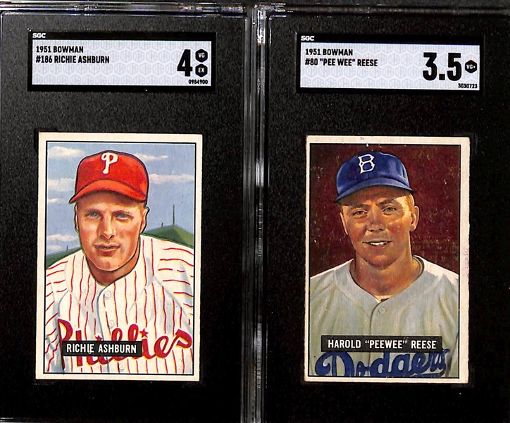 Lot of (125) 1951 Bowman Baseball Cards w. (8) SGC Graded Cards Inc. Gil Hodges SGC 6 & Campanella SGC 2.5