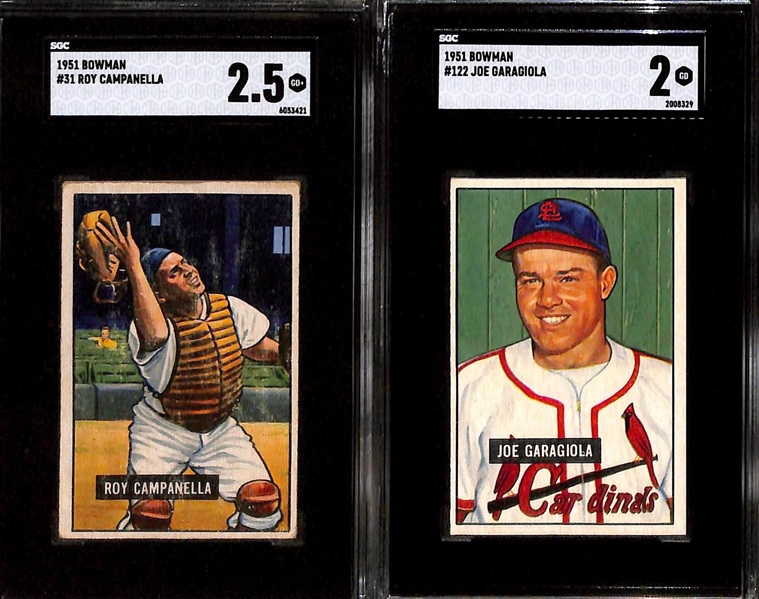 Lot of (125) 1951 Bowman Baseball Cards w. (8) SGC Graded Cards Inc. Gil Hodges SGC 6 & Campanella SGC 2.5