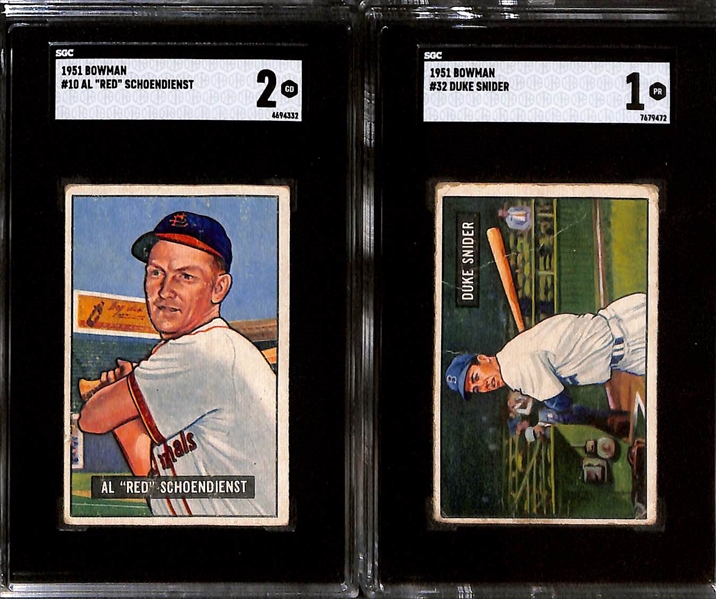 Lot of (125) 1951 Bowman Baseball Cards w. (8) SGC Graded Cards Inc. Gil Hodges SGC 6 & Campanella SGC 2.5