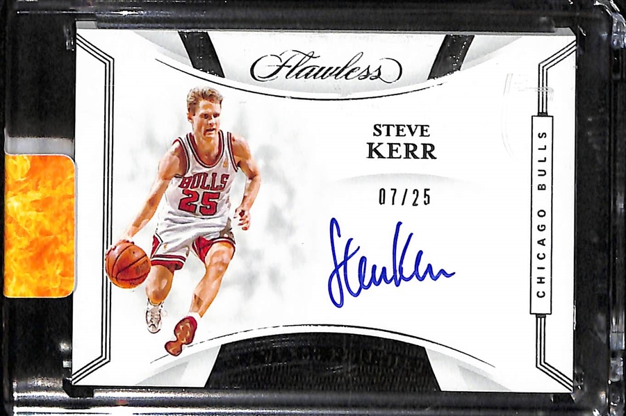 Lot of (2) NBA Hall of Fame Autograph Cards inc. 2019-20 Prizm Charles Barkley Choice Short Print, 2019-20 Flawless Steve Kerr Flawless Finishes (#/75)