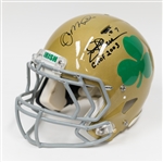 Notre Dame Full Sized Team Issued Speed Riddell Authentic Helmet w. (4) Autographs Inc. Montana, Bleier, Bettis and Theismann (Beckett, JSA and Tristar Certs)