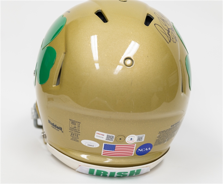 Notre Dame Full Sized Team Issued Speed Riddell Authentic Helmet w. (4) Autographs Inc. Montana, Bleier, Bettis and Theismann (Beckett, JSA and Tristar Certs)