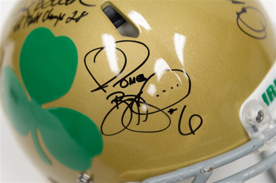 Notre Dame Full Sized Team Issued Speed Riddell Authentic Helmet w. (4) Autographs Inc. Montana, Bleier, Bettis and Theismann (Beckett, JSA and Tristar Certs)