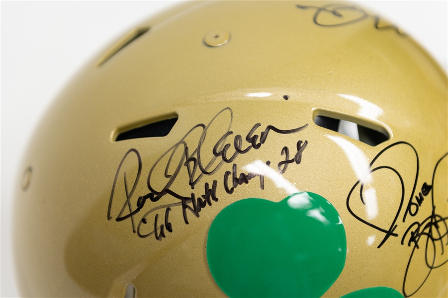 Notre Dame Full Sized Team Issued Speed Riddell Authentic Helmet w. (4) Autographs Inc. Montana, Bleier, Bettis and Theismann (Beckett, JSA and Tristar Certs)