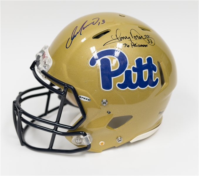 Pitt Panthers Full Size Team Issued Gold Riddell Speed Authentic Autographed Helmet w. Dan Marino, Tony Dorsett and Rickey Jackson (JSA Auction Letter, Tristar Certs)