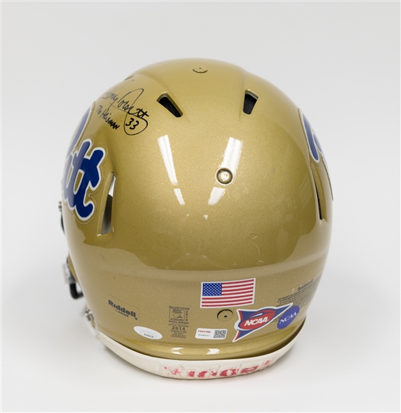 Pitt Panthers Full Size Team Issued Gold Riddell Speed Authentic Autographed Helmet w. Dan Marino, Tony Dorsett and Rickey Jackson (JSA Auction Letter, Tristar Certs)