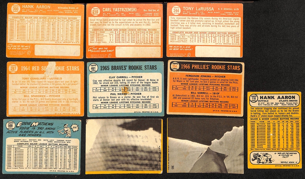 Lot of (200+) 1961-1968 Topps Baseball Cards w. 1964 & 1968 Hank Aaron