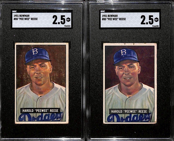  Lot of (5) SGC Graded 1951 Bowman Roy Campanella & (5) PeeWee Reese Baseball Cards