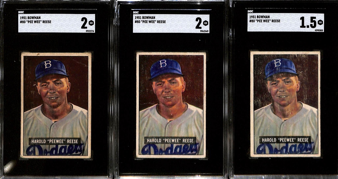  Lot of (5) SGC Graded 1951 Bowman Roy Campanella & (5) PeeWee Reese Baseball Cards