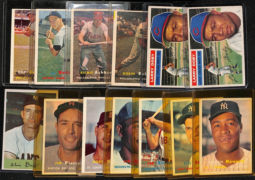 Lot of (13) 1954-1957 Baseball Cards w. 1957 Topps Campanella