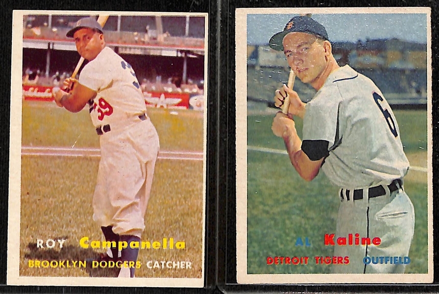 Lot of (13) 1954-1957 Baseball Cards w. 1957 Topps Campanella