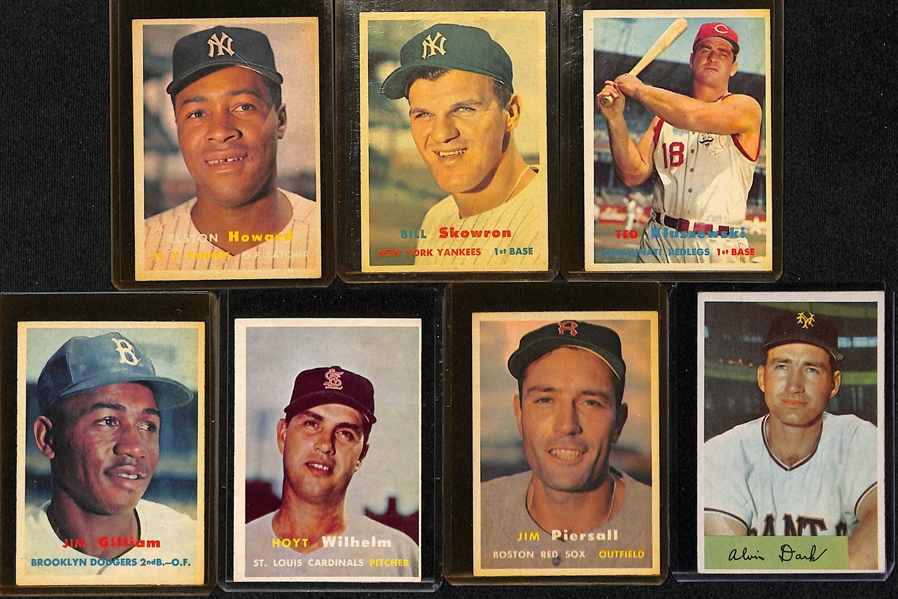 Lot of (13) 1954-1957 Baseball Cards w. 1957 Topps Campanella