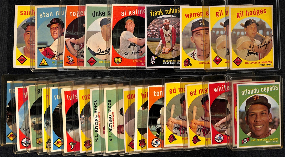 Lot of (26) 1959 Topps Baseball Cards w. Sandy Koufax & Stan Musial