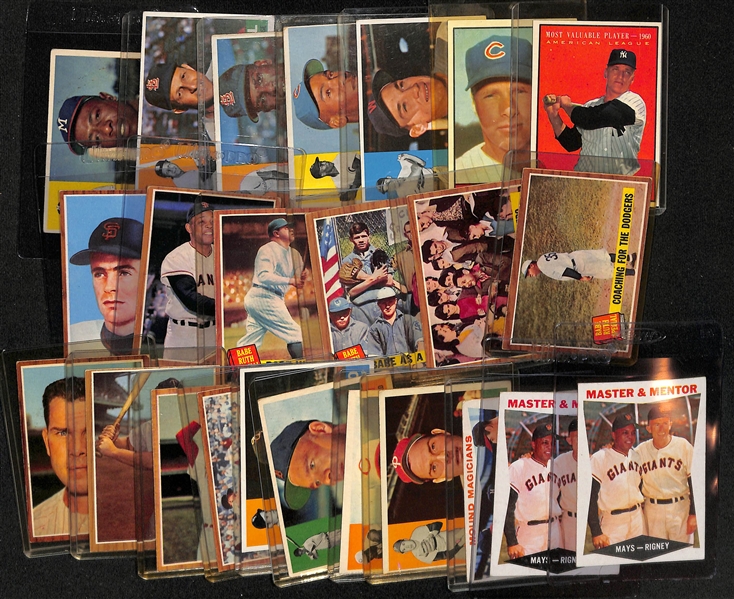 Lot of (24) 1960-1962 Topps Baseball Cards w. 1960 Hank Aaron