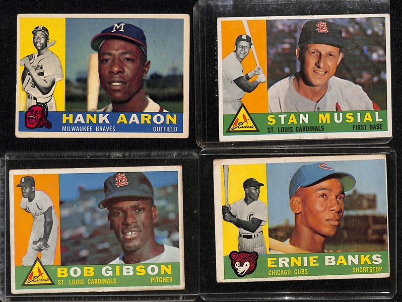 Lot of (24) 1960-1962 Topps Baseball Cards w. 1960 Hank Aaron