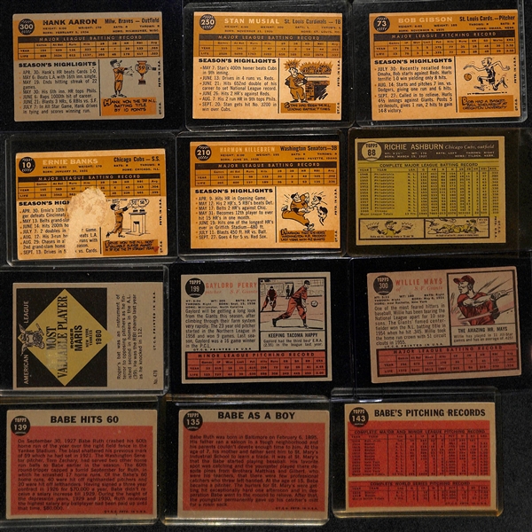 Lot of (24) 1960-1962 Topps Baseball Cards w. 1960 Hank Aaron