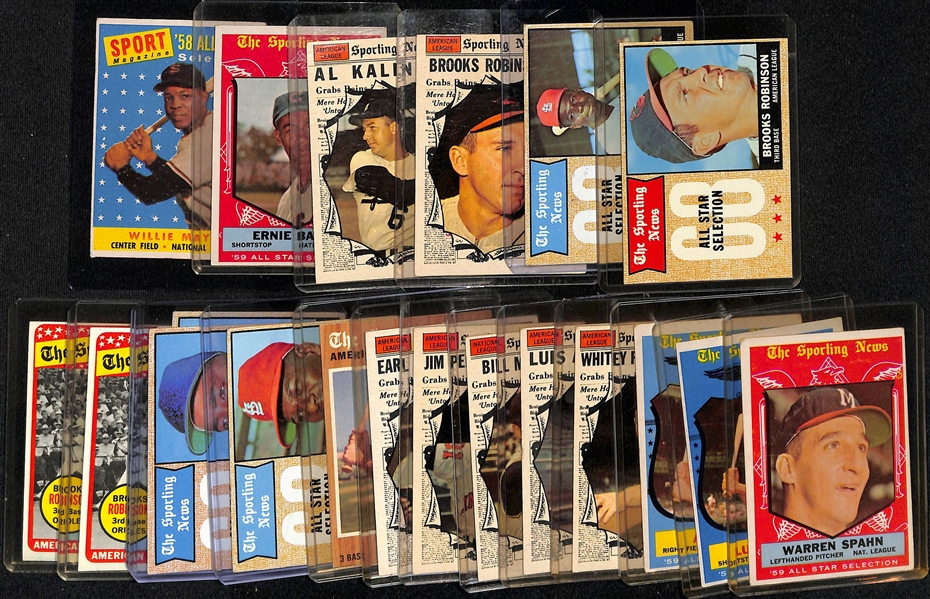 Lot of (21) 1958-1969 Topps All Stars w. 1958 Willie Mays AS