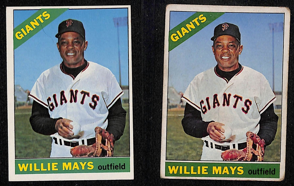 Lot of (2) 1966 Topps Willie Mays #1, (10) 1966 Topps Leader Cards, & (10) 1968 Topps Leader Cards