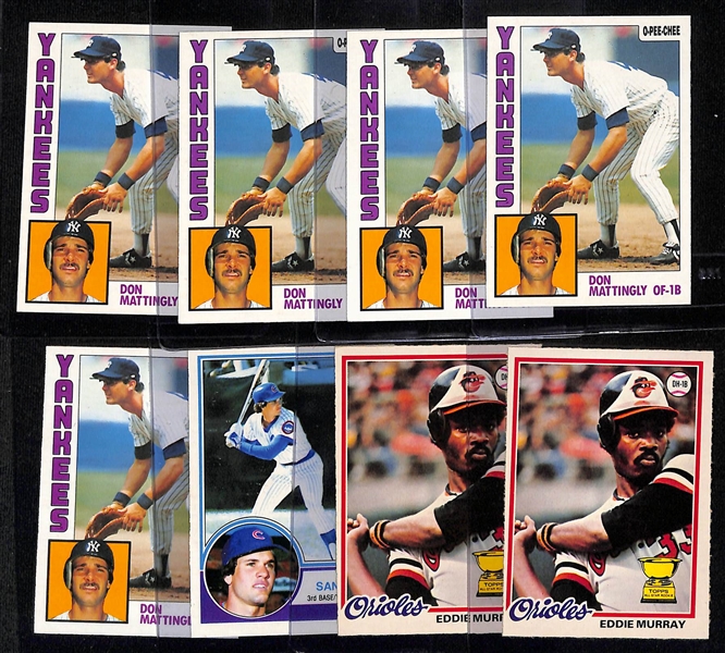 (8) O-Pee-Chee Baseball Rookie Cards w. (2) 1978 Murray, 1983 Sandburg, (5) 1984 Mattingly