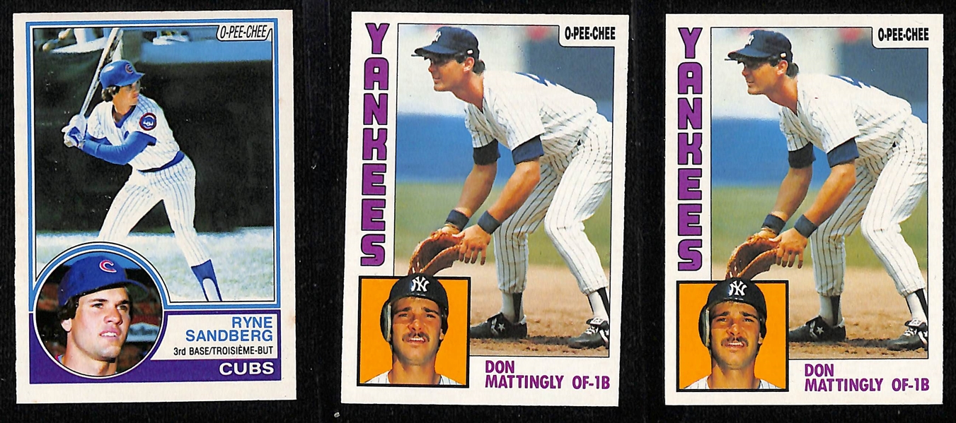 (8) O-Pee-Chee Baseball Rookie Cards w. (2) 1978 Murray, 1983 Sandburg, (5) 1984 Mattingly