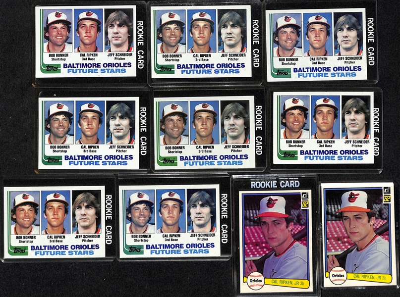 Lot of (19) Topps, Donruss & Fleer Cal Ripken Rookie Cards