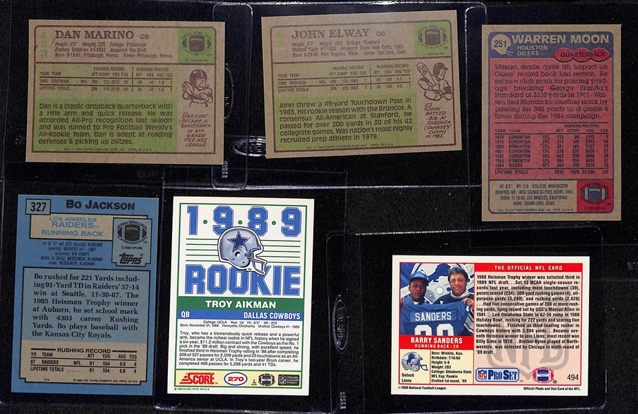 Lot of (6) 1984-1989 Football Rookie Cards w. 1984 Topps Dan Marino